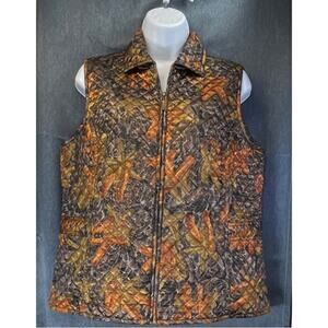 Chico's Womens 1/M-8 Fall Color Paisley Quilled Vest Full Zipper Preppy/Office